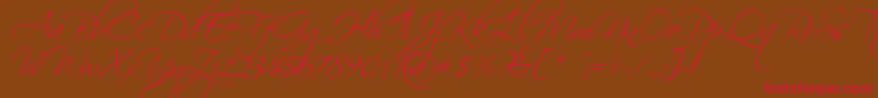 Scriptina Font – Red Fonts on Brown Background