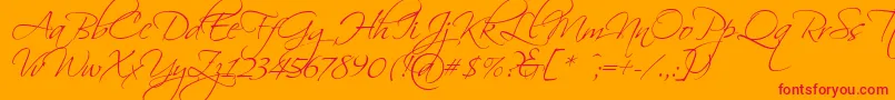 Scriptina Font – Red Fonts on Orange Background