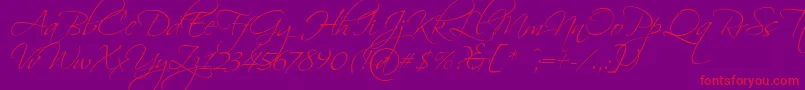 Scriptina Font – Red Fonts on Purple Background