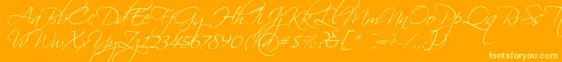 Scriptina Font – Yellow Fonts on Orange Background