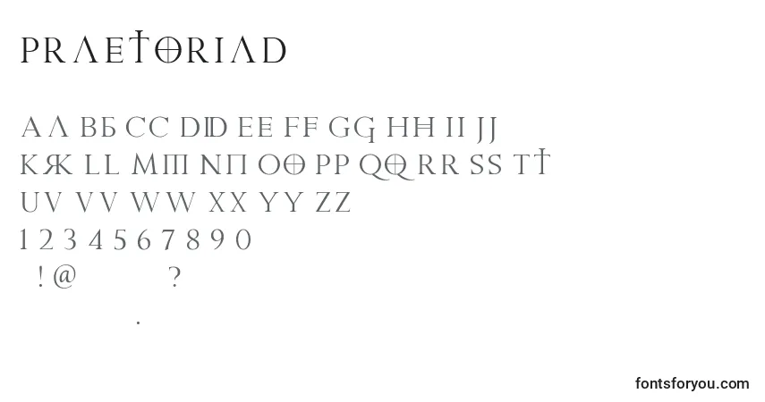 PraetoriaDフォント–アルファベット、数字、特殊文字