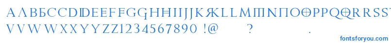 フォントPraetoriaD – 白い背景に青い文字