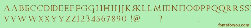 フォントPraetoriaD – 緑の背景に茶色のフォント