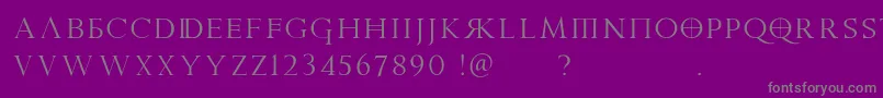 フォントPraetoriaD – 紫の背景に灰色の文字