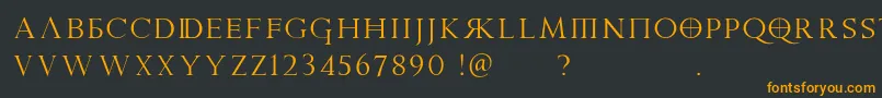 フォントPraetoriaD – 黒い背景にオレンジの文字