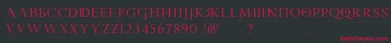 フォントPraetoriaD – 黒い背景に赤い文字