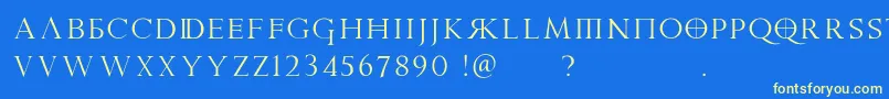 フォントPraetoriaD – 黄色の文字、青い背景