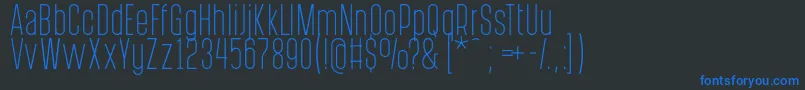 フォントPostscriptumLight – 黒い背景に青い文字