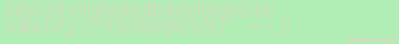 PostscriptumLight-fontti – vaaleanpunaiset fontit vihreällä taustalla