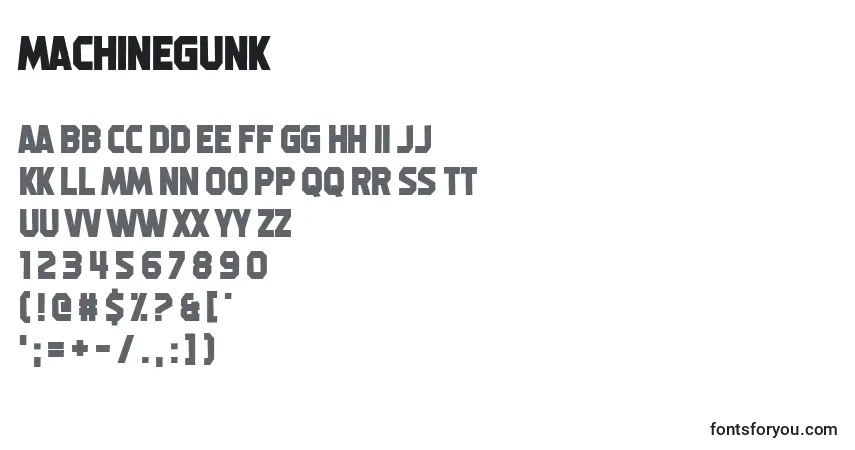 MachineGunk-fontti – aakkoset, numerot, erikoismerkit