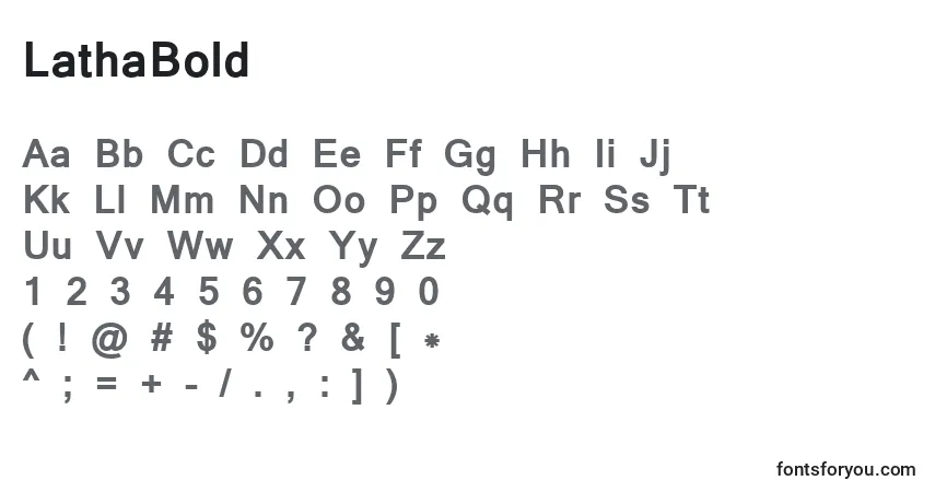 Шрифт LathaBold – алфавит, цифры, специальные символы
