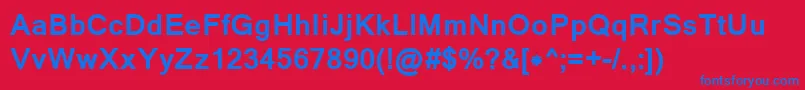 LathaBold-Schriftart – Blaue Schriften auf rotem Hintergrund