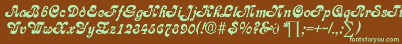 CalligraphiaDb-Schriftart – Grüne Schriften auf braunem Hintergrund