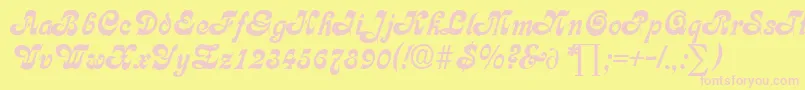 CalligraphiaDb-fontti – vaaleanpunaiset fontit keltaisella taustalla