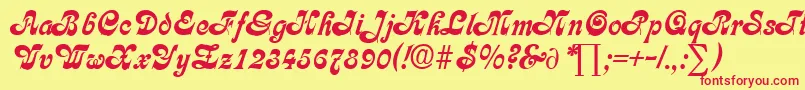 CalligraphiaDb-Schriftart – Rote Schriften auf gelbem Hintergrund