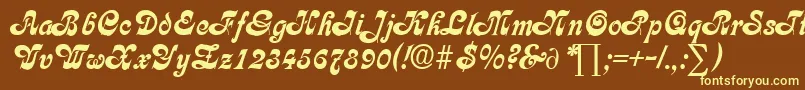 CalligraphiaDb-fontti – keltaiset fontit ruskealla taustalla