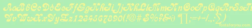 CalligraphiaDb-Schriftart – Gelbe Schriften auf grünem Hintergrund