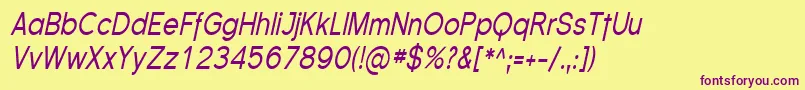 SfflorencesanscondItalic Font – Purple Fonts on Yellow Background