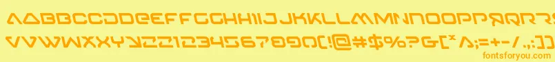 4114blasterv2leftフォントについての詳細 フォント4114blasterv2left – オレンジの文字が黄色の背景にあります。