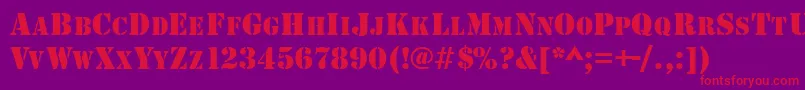 Fonte GeArmyBlockCaps – fontes vermelhas em um fundo violeta