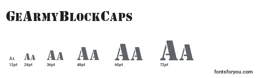 Размеры шрифта GeArmyBlockCaps