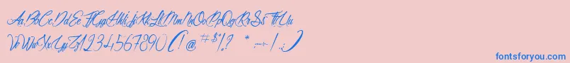 AliciaOnTheEnchantedHighlands Font – Blue Fonts on Pink Background