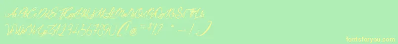 AliciaOnTheEnchantedHighlands Font – Yellow Fonts on Green Background