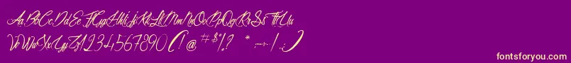 AliciaOnTheEnchantedHighlands Font – Yellow Fonts on Purple Background