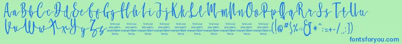 MollucaFree Font – Blue Fonts on Green Background