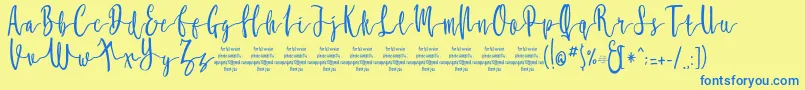 MollucaFree Font – Blue Fonts on Yellow Background