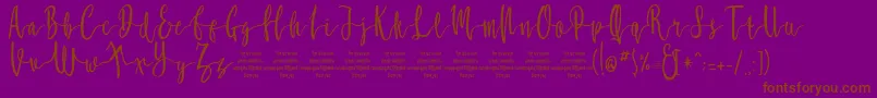 MollucaFree-Schriftart – Braune Schriften auf violettem Hintergrund