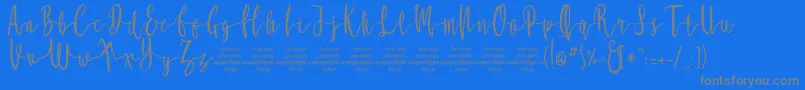 MollucaFree Font – Gray Fonts on Blue Background