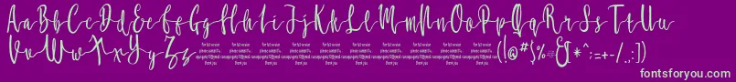 フォントMollucaFree – 紫の背景に緑のフォント