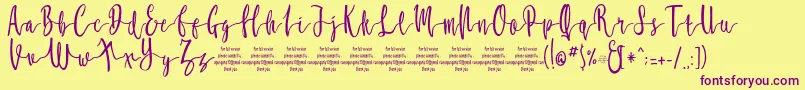 MollucaFree-fontti – violetit fontit keltaisella taustalla
