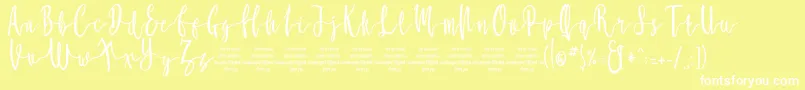MollucaFree-fontti – valkoiset fontit keltaisella taustalla