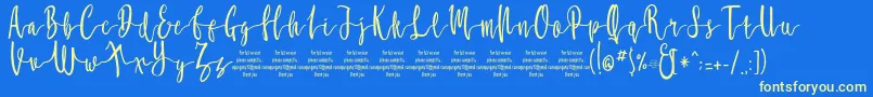 MollucaFree Font – Yellow Fonts on Blue Background