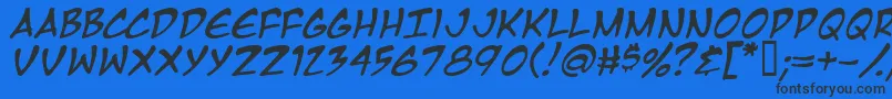フォントMangaTempleItalic – 黒い文字の青い背景