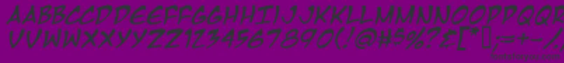 MangaTempleItalic-Schriftart – Schwarze Schriften auf violettem Hintergrund
