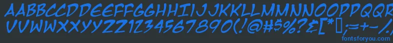 MangaTempleItalic Font – Blue Fonts on Black Background