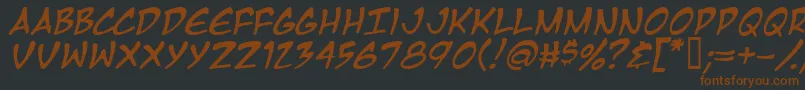 MangaTempleItalic-fontti – ruskeat fontit mustalla taustalla