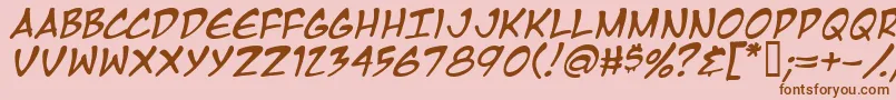 MangaTempleItalic Font – Brown Fonts on Pink Background