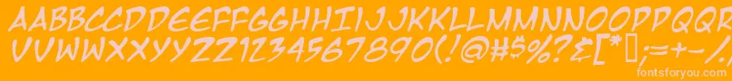 MangaTempleItalic Font – Pink Fonts on Orange Background