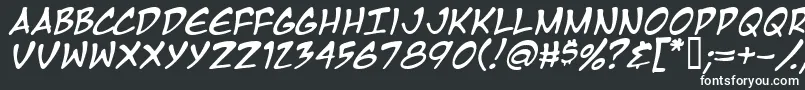 MangaTempleItalic-fontti – valkoiset fontit mustalla taustalla