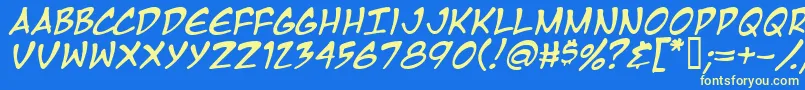 MangaTempleItalic Font – Yellow Fonts on Blue Background