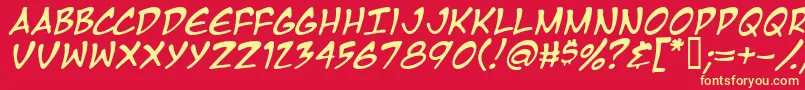 MangaTempleItalic Font – Yellow Fonts on Red Background