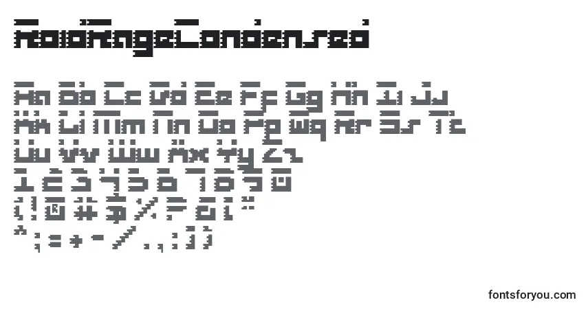 A fonte RoidRageCondensed – alfabeto, números, caracteres especiais