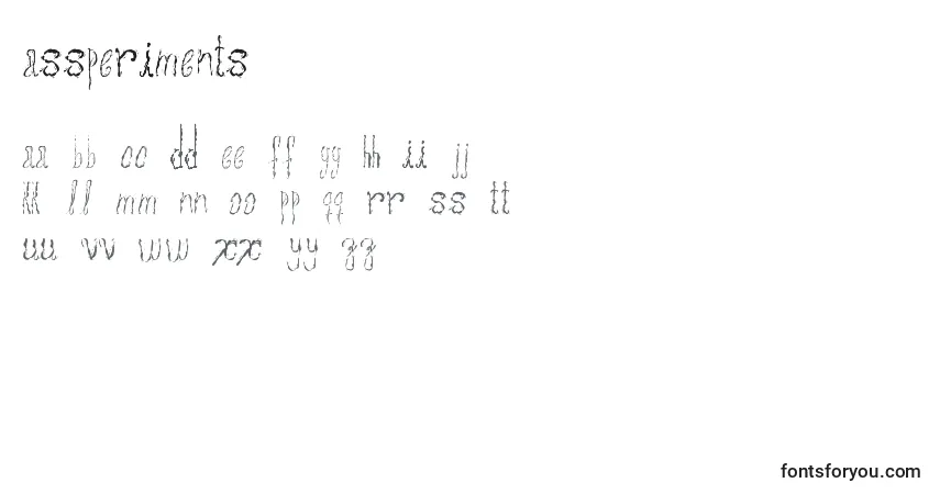 Schriftart Assperiments – Alphabet, Zahlen, spezielle Symbole