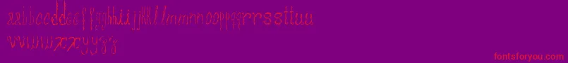 Assperiments-Schriftart – Rote Schriften auf violettem Hintergrund