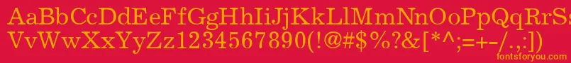 ExclaimdbNormal Font – Orange Fonts on Red Background