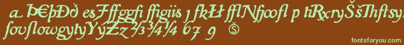 フォントIslaExtra – 緑色の文字が茶色の背景にあります。